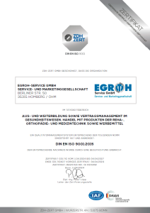 EGROH-Service GmbH ISO 9001:2015 vom 11. April 2024, gültig bis 04.04.2027